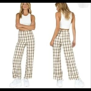 Princess Polly Checkered Wide Leg Pants, Size 4, Preowned